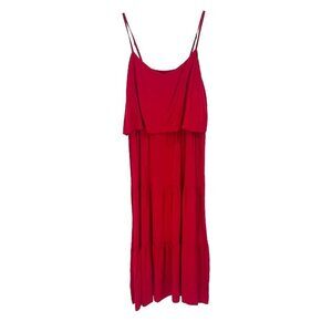 Ellsworth & Ivy Red Sleeveless Maxi Dress Tiered Sz Large Valentines